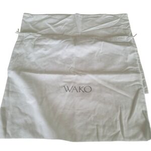 WAKO White Cotton Drawstring Dust Bags Set of 2 Handbag Storage Large Soft